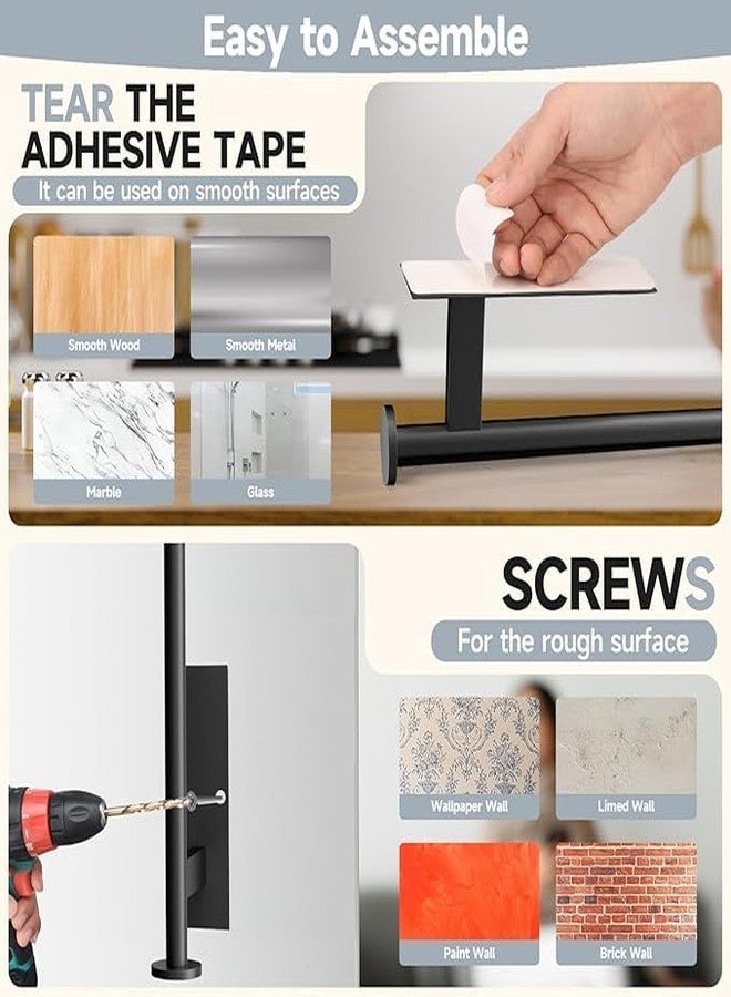 FISHCLOUD Paper Towel Holder Wall Mount - Self Adhesive No Drill or Drilling, SUS304 Stainless Steel - Kitchen, Bathroom, Sink, Pantry, Fridge(Black) - Image 4