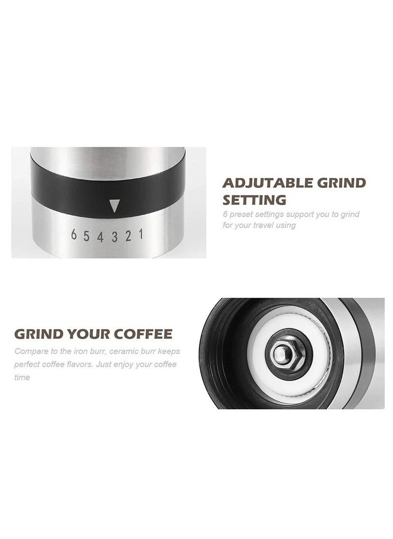SMART CLOUDS Manual Coffee Grinder Hand Coffee Mill with 6 Adjustable Settings Conical Ceramic Burr Grinder for Espresso French Press and Pour Over Portable Hand Crank for Office Home Traveling Camping  - Image 5