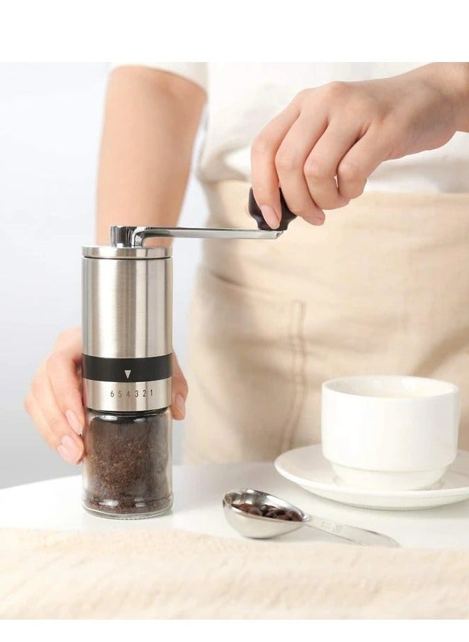 SMART CLOUDS Manual Coffee Grinder Hand Coffee Mill with 6 Adjustable Settings Conical Ceramic Burr Grinder for Espresso French Press and Pour Over Portable Hand Crank for Office Home Traveling Camping  - Image 2