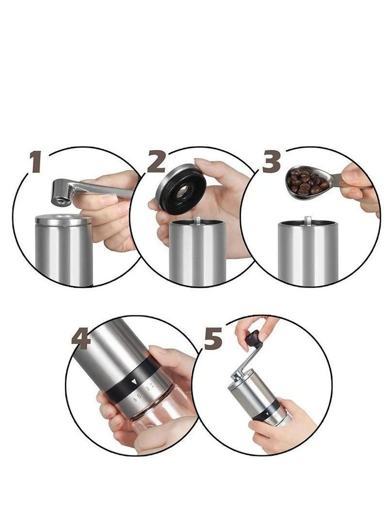 SMART CLOUDS Manual Coffee Grinder Hand Coffee Mill with 6 Adjustable Settings Conical Ceramic Burr Grinder for Espresso French Press and Pour Over Portable Hand Crank for Office Home Traveling Camping  - Image 3