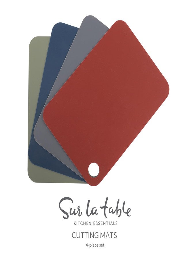 Sur La Table Kitchen Essentials Crafty Carvery BPA-Free Flexible Cutting Mats - 4-Piece Color-Coded Chopping Board Set, Dishwasher Safe, Non-Slip, 11.75" x 8.25", Assorted Colors - Image 2