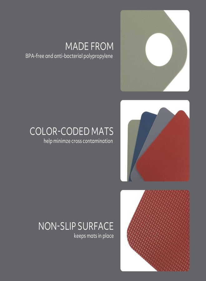 Sur La Table Kitchen Essentials Crafty Carvery BPA-Free Flexible Cutting Mats - 4-Piece Color-Coded Chopping Board Set, Dishwasher Safe, Non-Slip, 11.75" x 8.25", Assorted Colors - Image 4