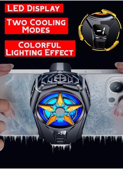 USB semiconductor wired mobile phone radiator, two-speed fan speed, digital display, with RGB, suitable for iPhone/Android mobile phone cooling fan