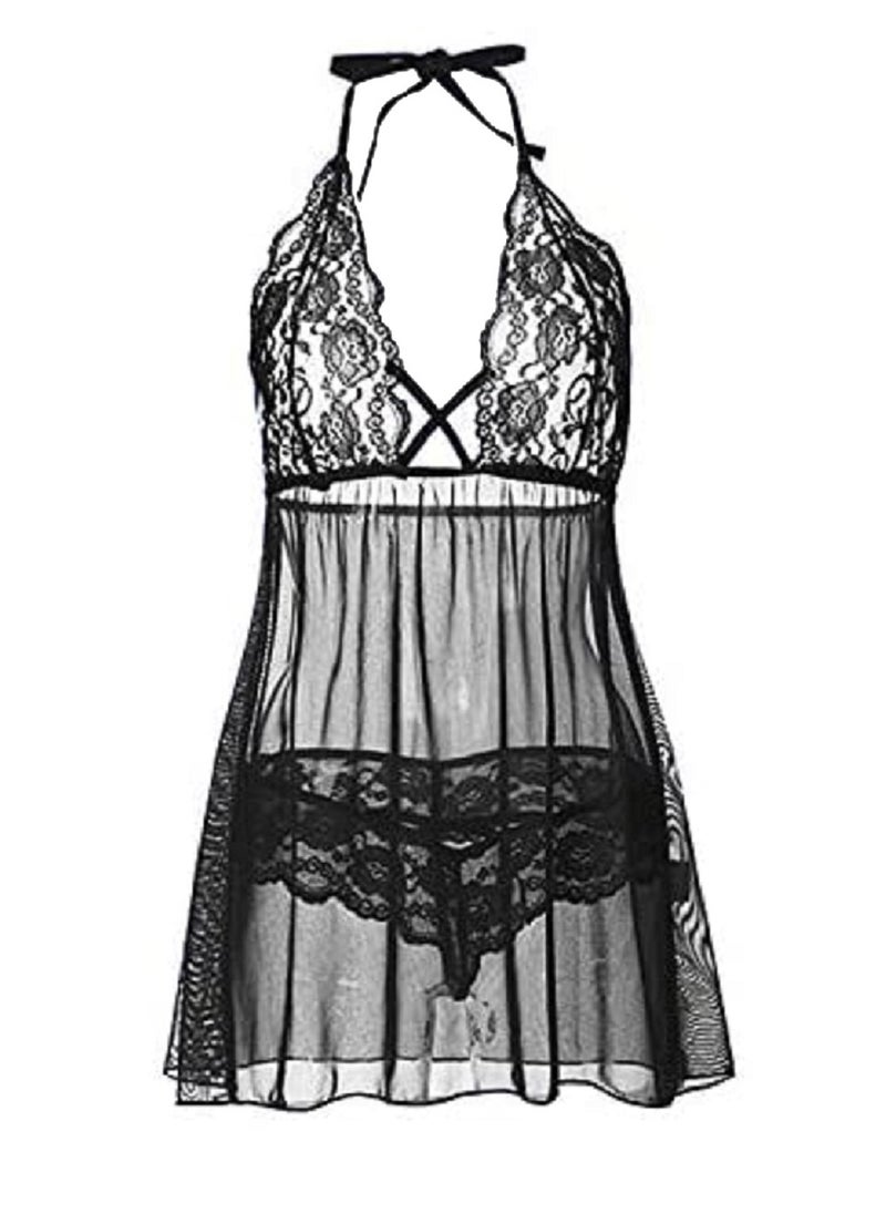Generic - WomenFull Slip Lace Modal Chemises Short Sleeve V Neck Nightgown. - Image 1