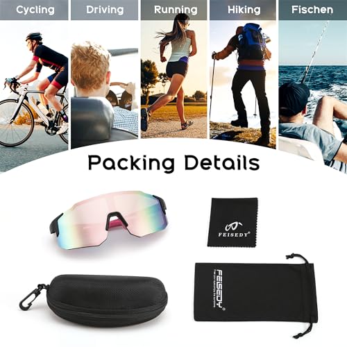 FEISEDY Sports Sunglasses Mens Women Baseball Biking Cycling Sunglasses for Teens UV400 Protection B2388 - Image 5