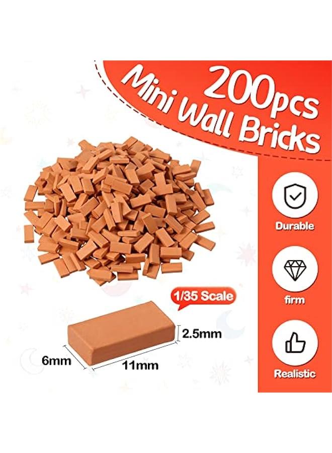200 Pcs Mini Bricks for Landscaping Small Miniature Tiny Model Wall Bricks for Crafts Realistic Fake Blocks for Dollhouse Garden Accessories, 1/35 Scale - Image 2