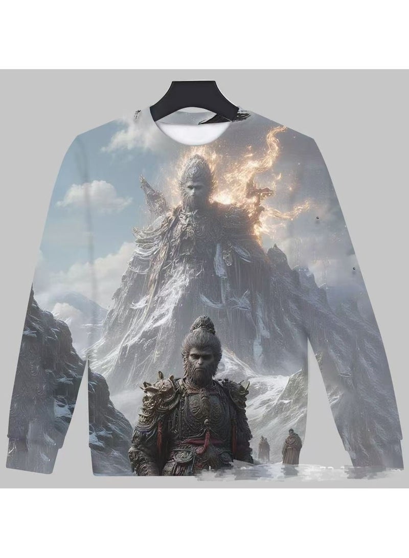 MQD Black Mythical Loose Round Neck Hoodie 