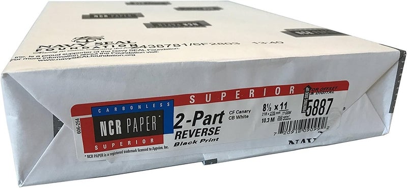 NCR 250 Sets, Paper, 5887, Collated 2 Part (White, Canary), Letter Size Carbonless Paper Appleton - Image 1