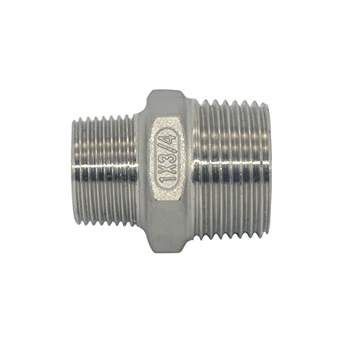 DAN SPEED 1" x 3/4" Male Hex Nipple Threaded Reducer Connector Pipe Fitting/Adapter,Stainless Steel 304 NPT - Image 1