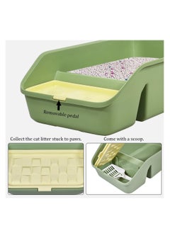 NNC PETS Cat litter box for small to medium-sized cats, Semi-enclosed design litter box with Low entrance and Build-in-scoop for hassle-free cleaning, Durable and easy to clean 49 cm (Green)  - Image 3