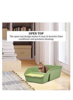 NNC PETS Cat litter box for small to medium-sized cats, Semi-enclosed design litter box with Low entrance and Build-in-scoop for hassle-free cleaning, Durable and easy to clean 49 cm (Green)  - Image 4