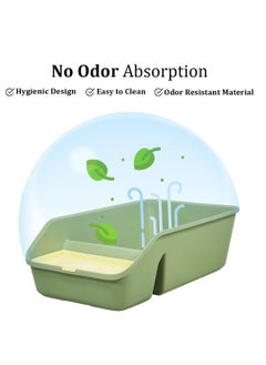 NNC PETS Cat litter box for small to medium-sized cats, Semi-enclosed design litter box with Low entrance and Build-in-scoop for hassle-free cleaning, Durable and easy to clean 49 cm (Green)  - Image 5