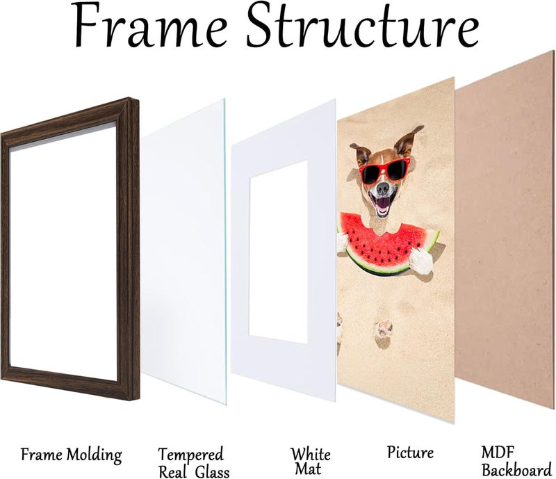 TKYGU إطار صور 5x7 جوزي، إطارات 5 × 7 مع حاشية لـ 4 × 6 إطار خشبي ريفي 5x7 للصور، إطارات كولاج بزجاج حقيقي للطاولة والتثبيت على الحائط، إطار ألغاز صغير 5 × 7 - ديكور منزلي - Image 4