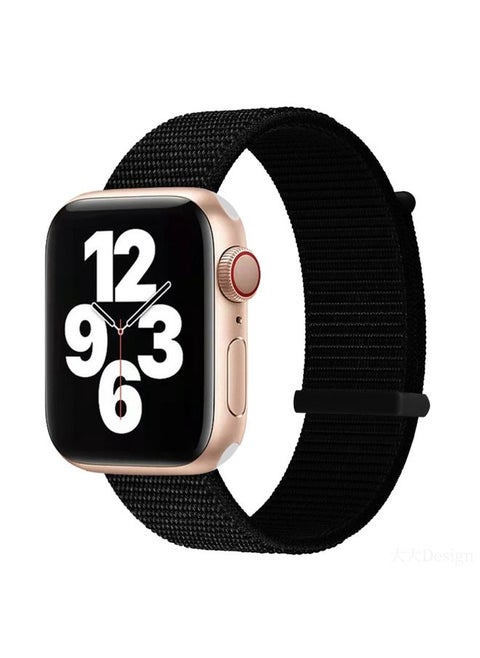 Replacement Strap Hook and Loop Fastener Dual Section Watch Band For Apple Watch Ultra 49mm&Watch Ultra 2 49mm / Series 9&8&7 45mm / SE 3&SE 2&6&SE&5&4 44mm / 3&2&1 42mm Dark Black
