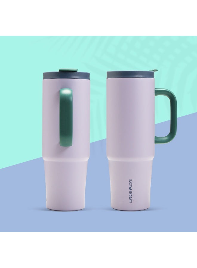 Eazy Kids كوب سفر معزول للأطفال من إيزى كيدز مع حقيبة غداء، 900 مل أبيض - Image 3