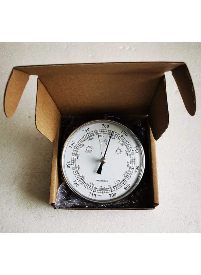 B9100S 10cm Silver Ring Air Pressure Gauge Liquid Free Atmospheric Pressure Indicator - Image 1
