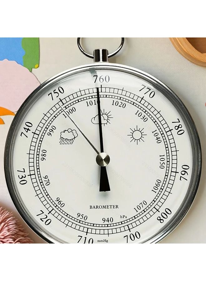 B9100S 10cm Silver Ring Air Pressure Gauge Liquid Free Atmospheric Pressure Indicator - Image 4