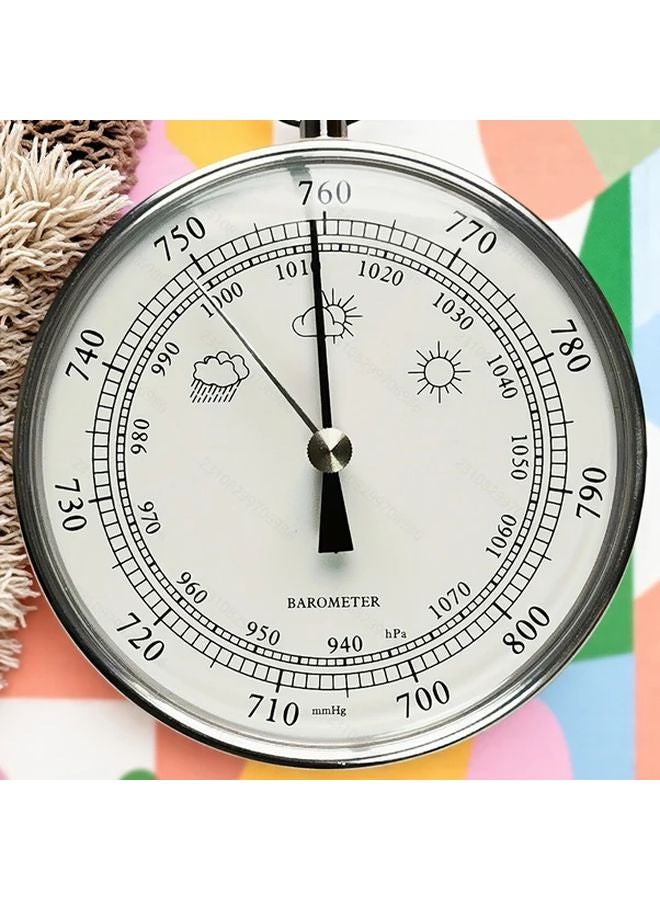 B9100S 10cm Silver Ring Air Pressure Gauge Liquid Free Atmospheric Pressure Indicator - Image 2