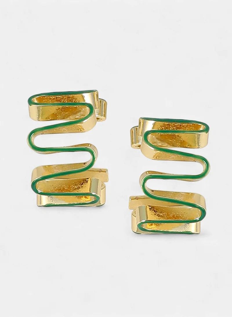 SOHI SOHI Women The Enamel-Coil Hoop Earrings | Shamrock Green & California  Colour | One-Size | Metallic Alloy Material | Push Back Closure | Earrings For Casual & Evening Wear