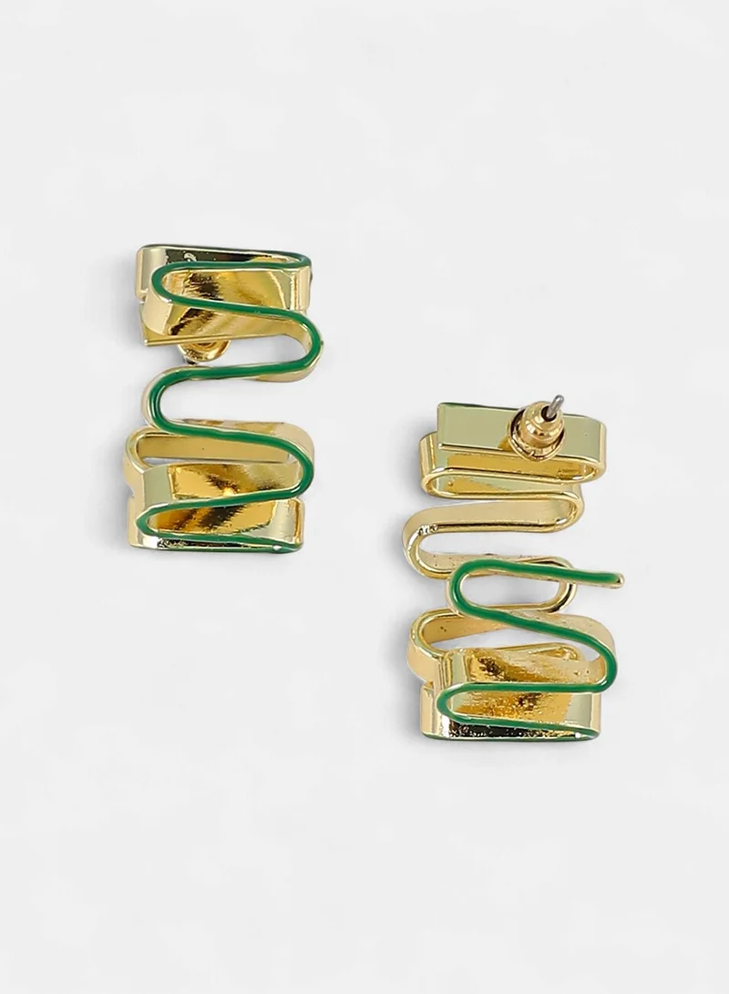 SOHI SOHI Women The Enamel-Coil Hoop Earrings | Shamrock Green & California  Colour | One-Size | Metallic Alloy Material | Push Back Closure | Earrings For Casual & Evening Wear