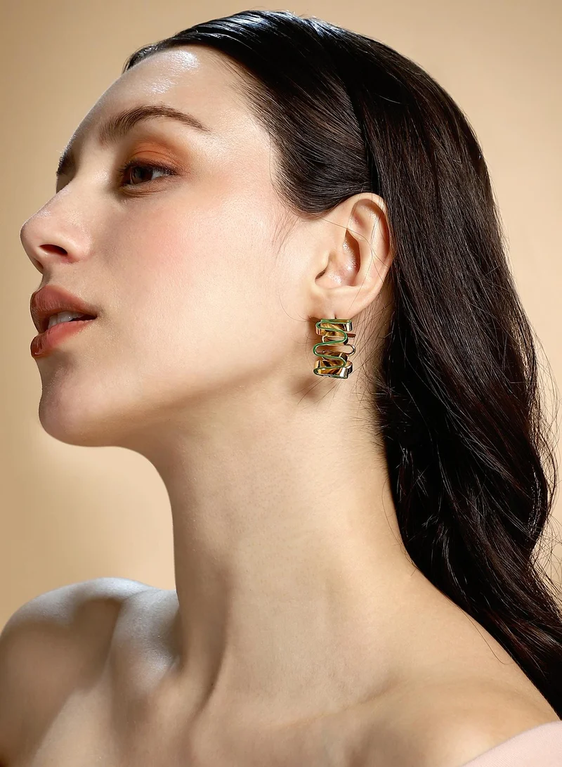 SOHI SOHI Women The Enamel-Coil Hoop Earrings | Shamrock Green & California  Colour | One-Size | Metallic Alloy Material | Push Back Closure | Earrings For Casual & Evening Wear