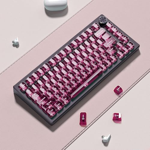 dagaladoo Fuchsia Clear keycaps for Mechanical Keyboard,Transparent MDA keycaps 60 75 100 Percent,Ceramic Jelly Key caps Set,Shine Through Key caps for Mx Switches Mechanical Keyboard(115key) - Image 4