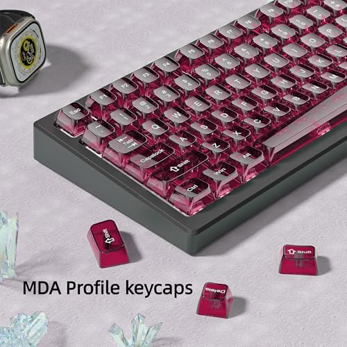 dagaladoo Fuchsia Clear keycaps for Mechanical Keyboard,Transparent MDA keycaps 60 75 100 Percent,Ceramic Jelly Key caps Set,Shine Through Key caps for Mx Switches Mechanical Keyboard(115key) - Image 3