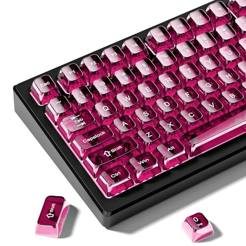 dagaladoo Fuchsia Clear keycaps for Mechanical Keyboard,Transparent MDA keycaps 60 75 100 Percent,Ceramic Jelly Key caps Set,Shine Through Key caps for Mx Switches Mechanical Keyboard(115key) - Image 1