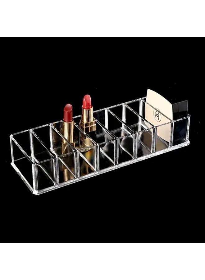 Transparent Acrylic Cosmetic Storage Box Desktop Lipstick Organizer Makeup Tray with 8 Card Slots - Image 1
