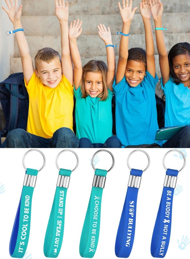 Highergo 60 Pcs Anti Bullying Awareness Silicone Keychains Bulk 5 Styles Stop Bullying Prevention Awareness Items for Women Men School Fundraising Charity Event Support Group - Image 5