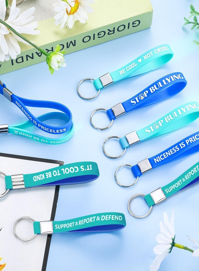 Highergo 60 Pcs Anti Bullying Awareness Silicone Keychains Bulk 5 Styles Stop Bullying Prevention Awareness Items for Women Men School Fundraising Charity Event Support Group - Image 3