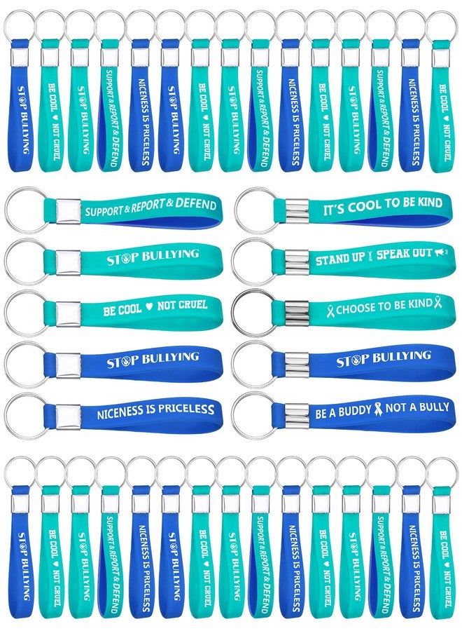 Highergo 60 Pcs Anti Bullying Awareness Silicone Keychains Bulk 5 Styles Stop Bullying Prevention Awareness Items for Women Men School Fundraising Charity Event Support Group - Image 1