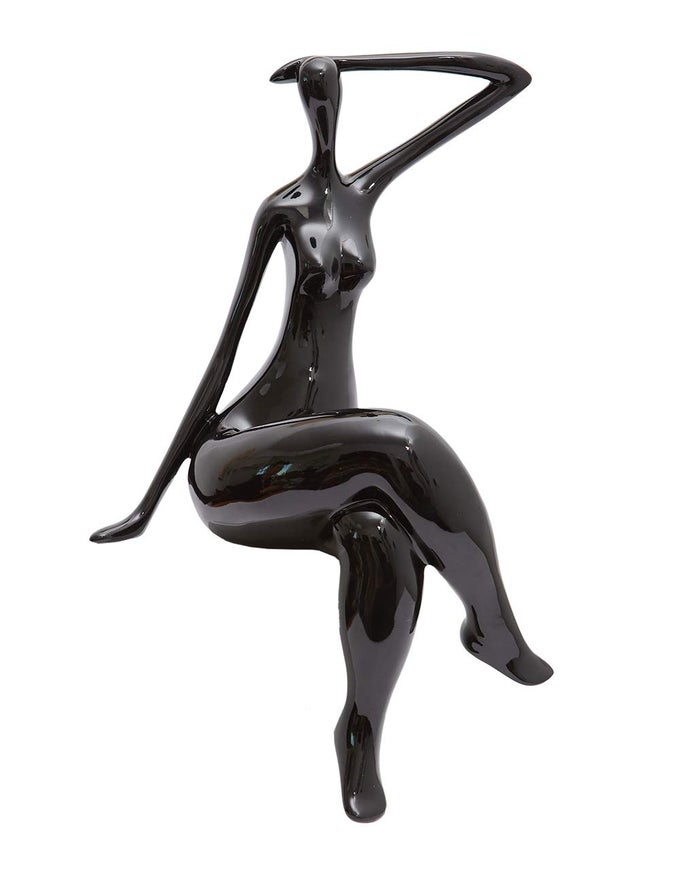 WOMAN STATUE FIGURINE LADY SCULPTURE MODERN DECOR YOGA GIFTS ABSTRACT ARTS POLYRESIN TABLE CENTERPIECE CRAFTS BLACK 157 INCH