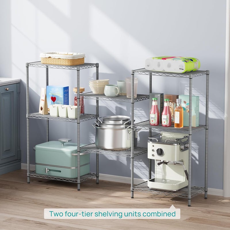 SINGAYE 4 Tier Adjustable Storage Shelf Metal Storage Rack Wire Shelving Unit 530Lbs Capacity 23.6" L x 14" W x 47.2" H for Laundry Bathroom Kitchen Silver - Image 4
