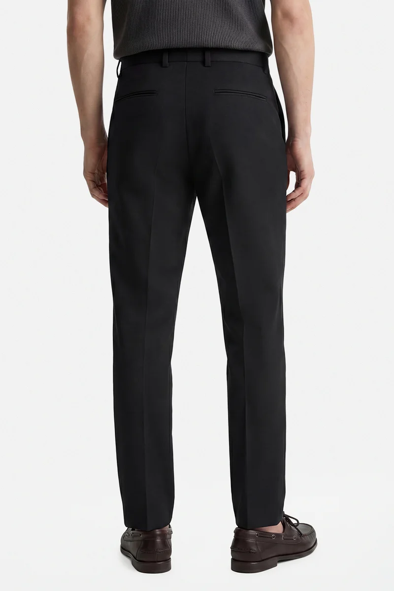سنيتش Black Solid Tapered Formal Trousers