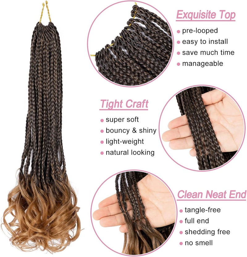 Dorsanee French Curl Crochet Braids 18 Inch 6 Packs Goddess Box Braids Crochet Hair Pre Looped French Curly Braiding Hair Crochet Box Braids With Curly Wavy Ends Synthetic Hair Extensions (#1B/30) - Image 5