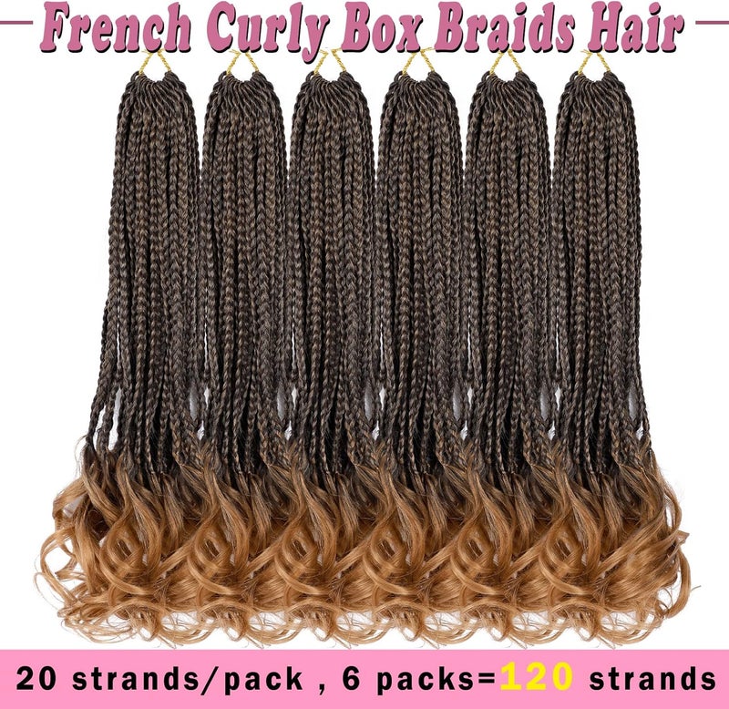 Dorsanee French Curl Crochet Braids 18 Inch 6 Packs Goddess Box Braids Crochet Hair Pre Looped French Curly Braiding Hair Crochet Box Braids With Curly Wavy Ends Synthetic Hair Extensions (#1B/30) - Image 3