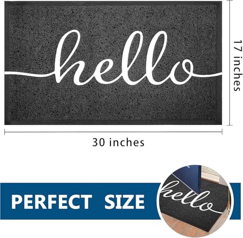 EARTHALL Door Mat Outside Inside Hello Doormat, 30"x17.5", Durable Floor Mat Non Slip Mat Ultra Absorb Mud Easy Clean Front Doormat for Garage, Entryway, Patio, High Traffic Areas, Black - Image 3