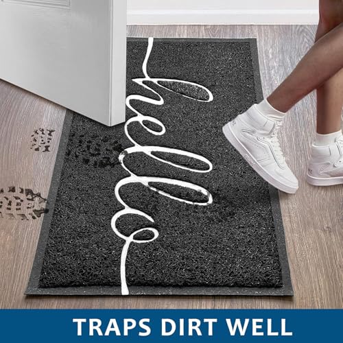 EARTHALL Door Mat Outside Inside Hello Doormat, 30"x17.5", Durable Floor Mat Non Slip Mat Ultra Absorb Mud Easy Clean Front Doormat for Garage, Entryway, Patio, High Traffic Areas, Black - Image 4