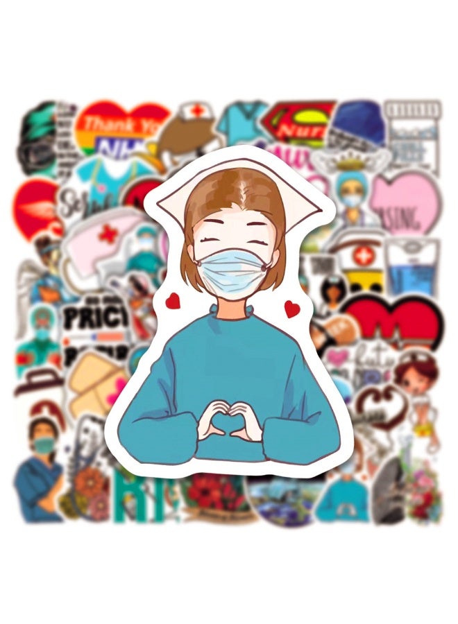 NIBEMINENT 100 Pcs Doctor And Nurse Deco Kit Waterproof Stickers, High Definition Printing Bright Colors, Suitable for Laptop Skateboard Luggage Water Bottle Guitar DIY - Image 2