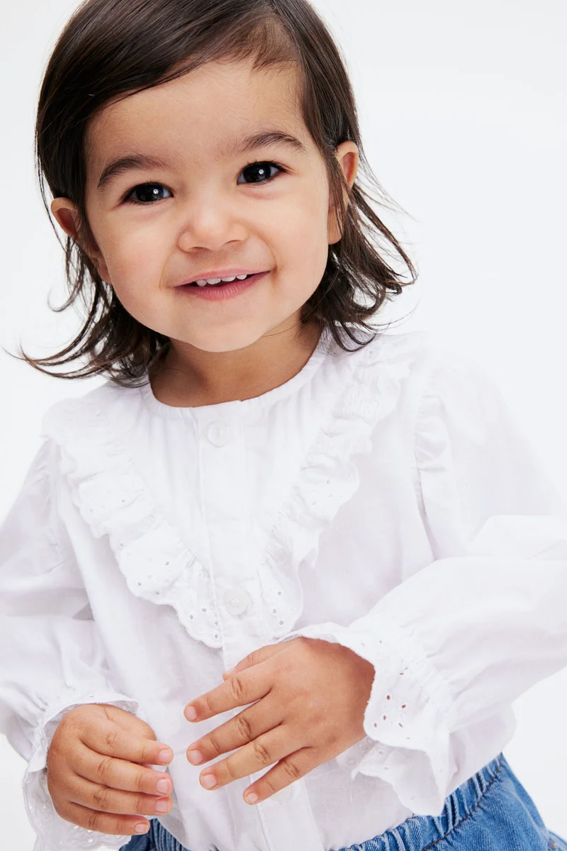 H&M Flounce-detail cotton blouse