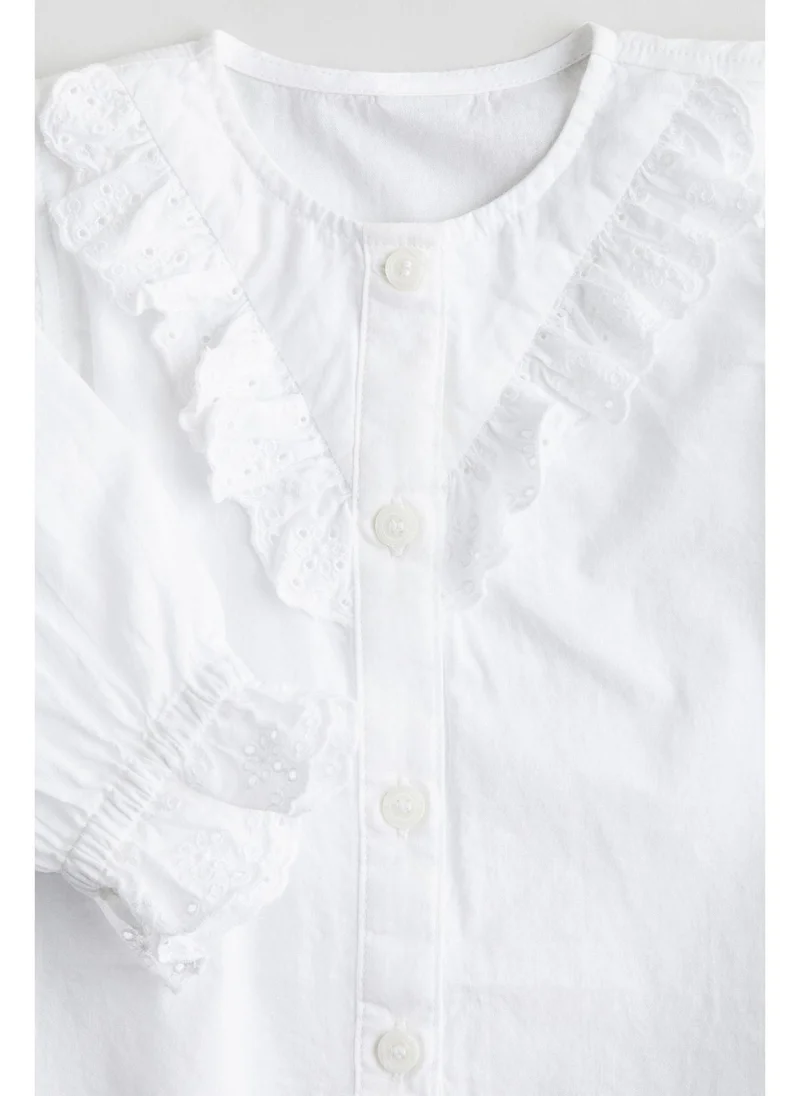 H&M Flounce-detail cotton blouse
