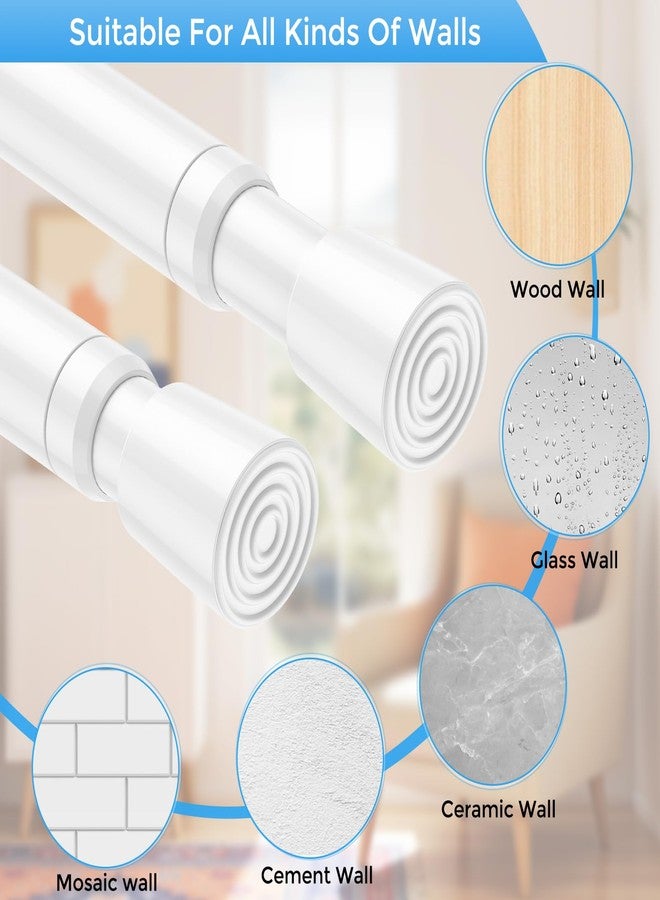 QINGYUN 2 Complete Spring Tension Curtain Rods (6 Sections Total) - 33 to 59 Inches, Adjustable Curtain Rods No Drilling Spring Loaded Curtain Rods for Windows Doors, White - Image 4