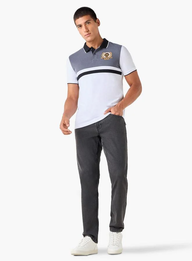 Splash FAV Embroidered Colourblock Polo T-shirt