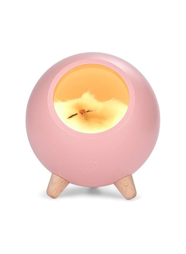 Creative little pet house atmosphere table lamp warm cute cat USB charging night light home decor kids bedside sleep light- Pink  - Image 1