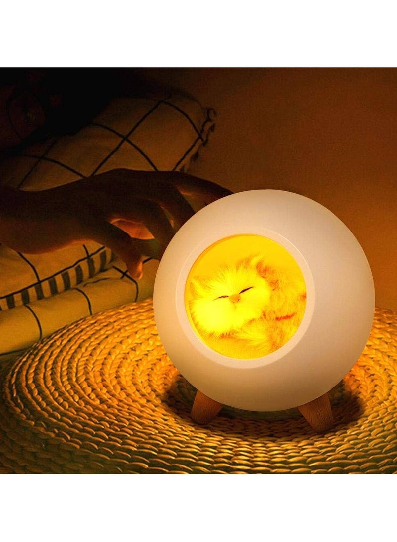 Creative little pet house atmosphere table lamp warm cute cat USB charging night light home decor kids bedside sleep light- Pink  - Image 3