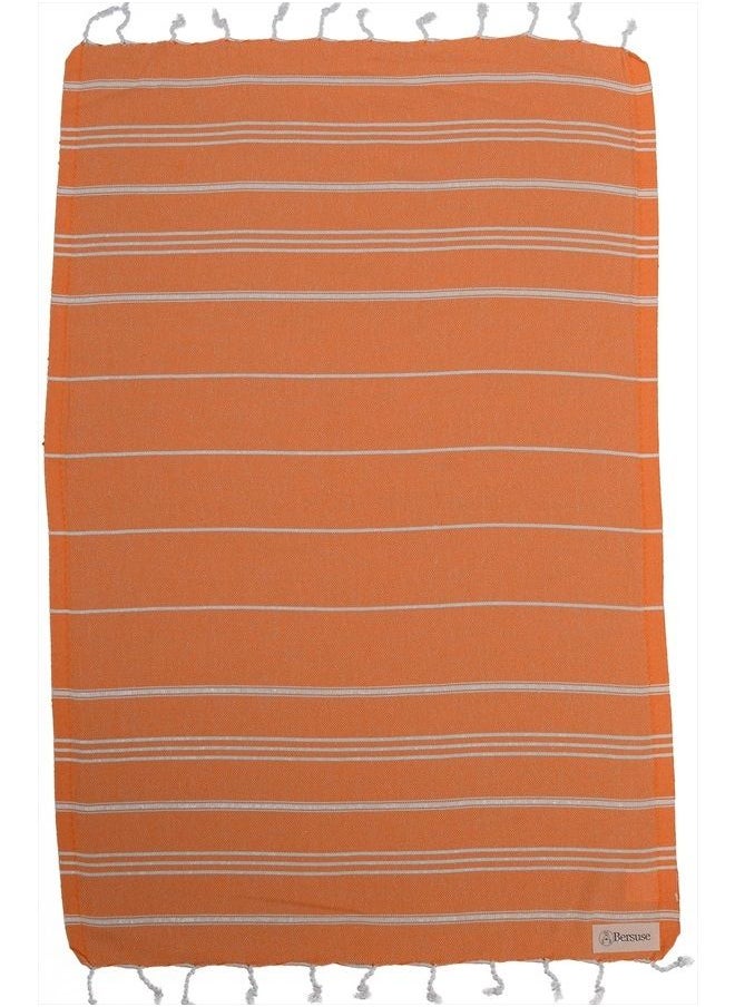 Bersuse - 100% Cotton Anatolia Turkish Hand Towel - 23x43 Inches, Orange - Image 1