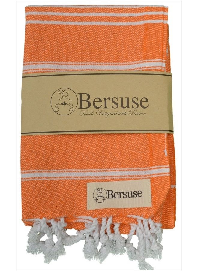 Bersuse - 100% Cotton Anatolia Turkish Hand Towel - 23x43 Inches, Orange - Image 1