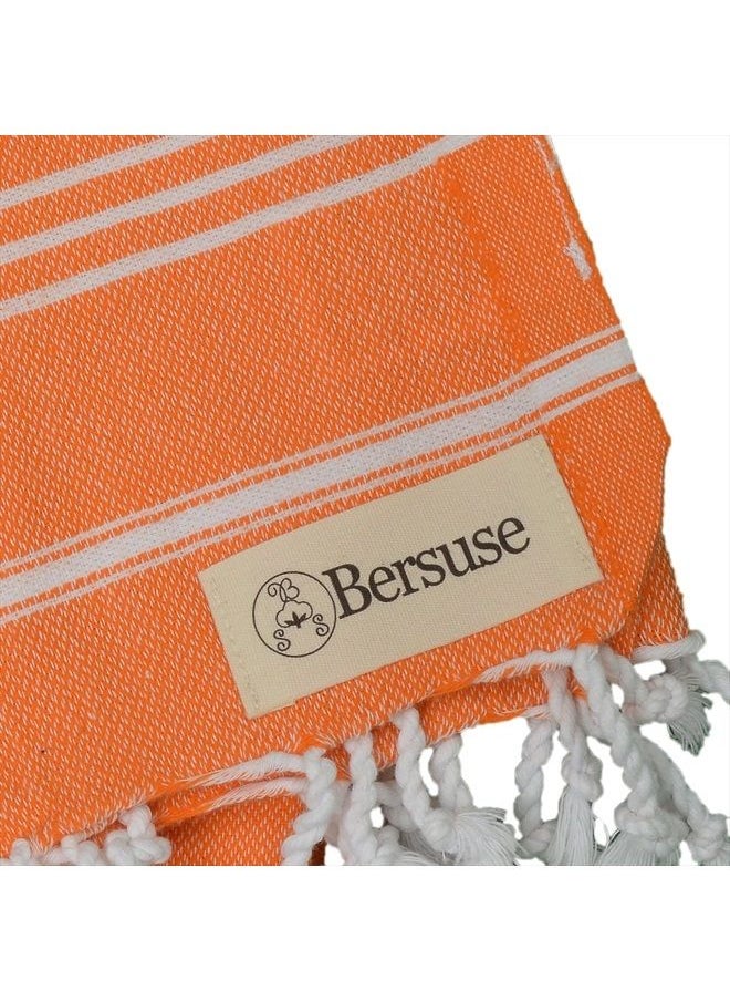 Bersuse - 100% Cotton Anatolia Turkish Hand Towel - 23x43 Inches, Orange - Image 1