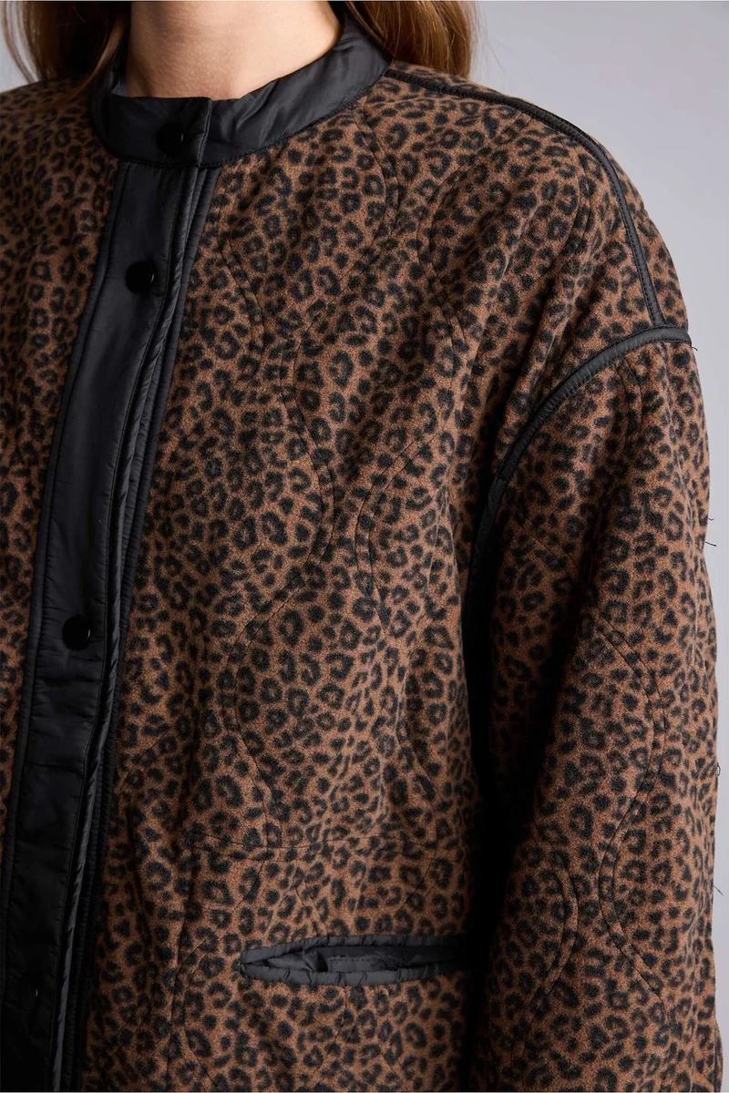 Defacto  Relaxed Fit Crew Neck Snap-Button Jacket for Women | Best Price UAE